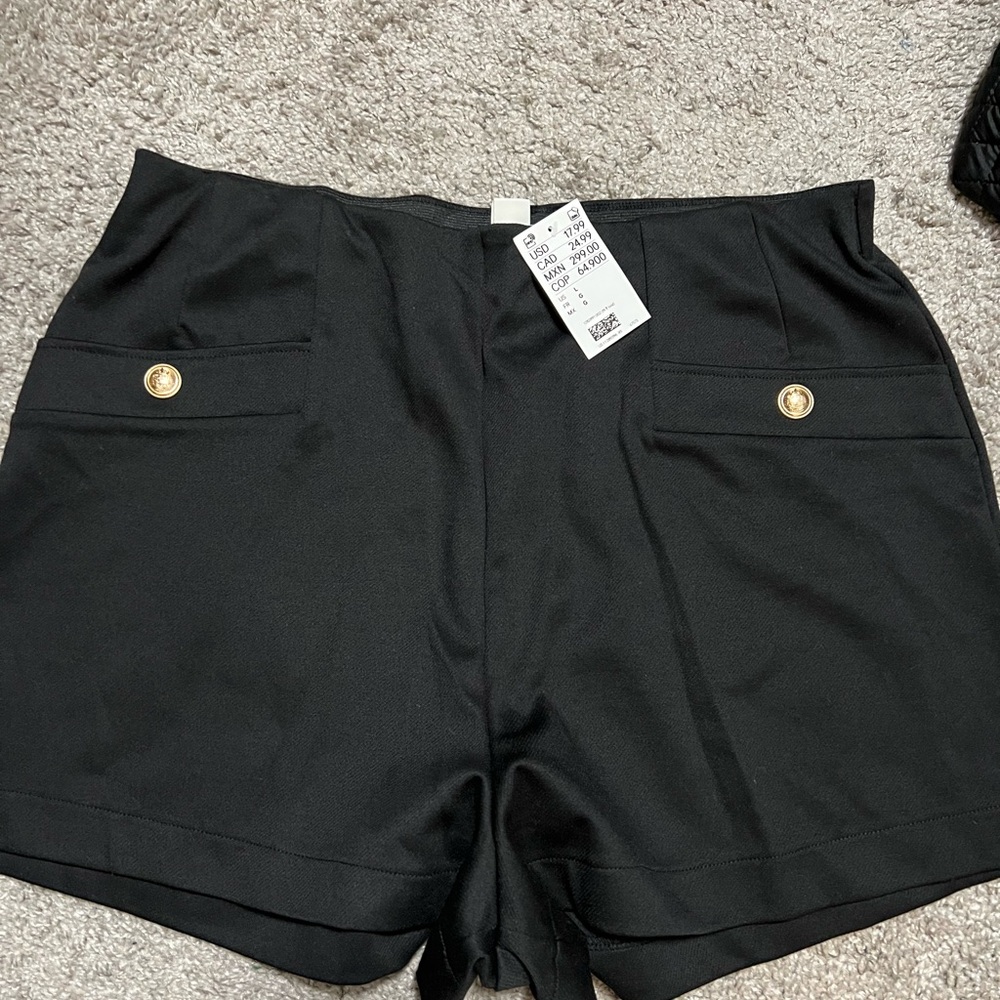 H&M Black High Waist Women's Shorts with Gold Accents